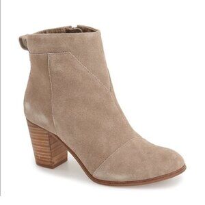 TOMS  "Lunata" Suede Taupe Distressed Booties
